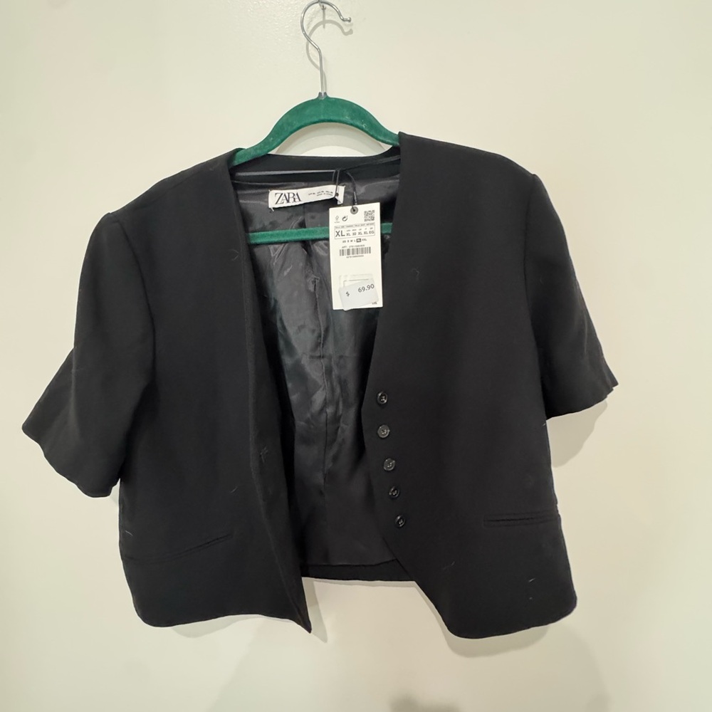 Zara Women's Black Short Sleeve Blazer